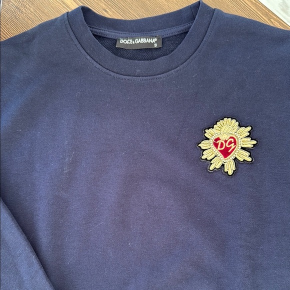 Dolce & Gabbana Navy Top with Gold and Red Emblem - Picture 1 of 4